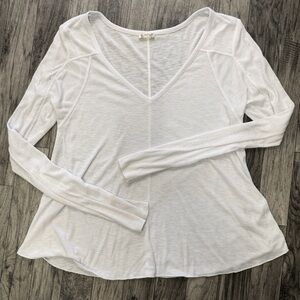 Free People White Long Sleeve Top
